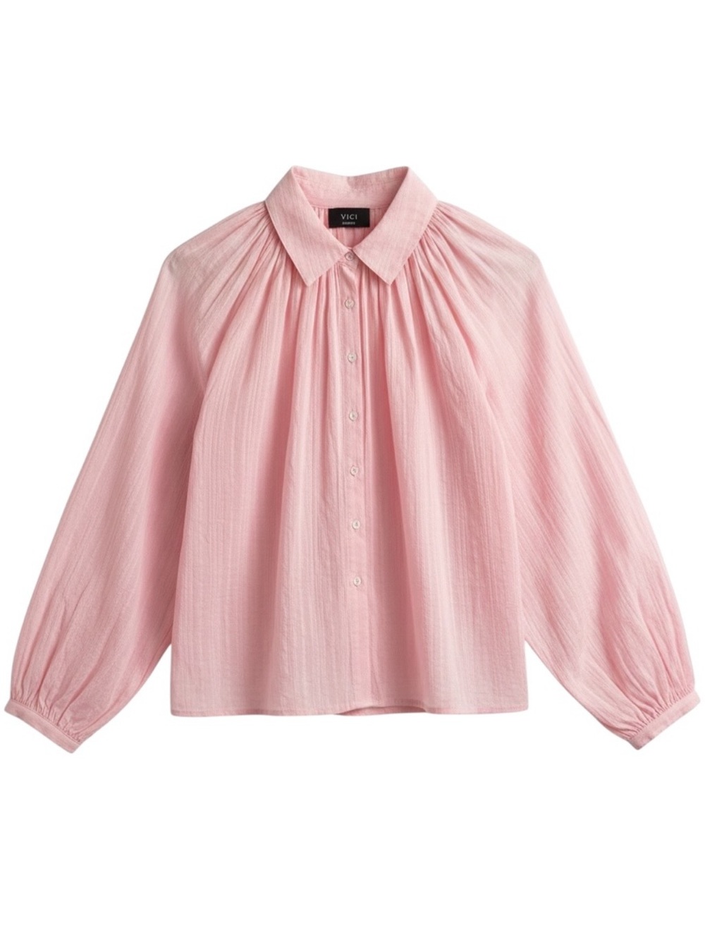 Vici Spring Dreams Button Blouse in Pink NWOT Size Medium Cotton Oversized Flowy